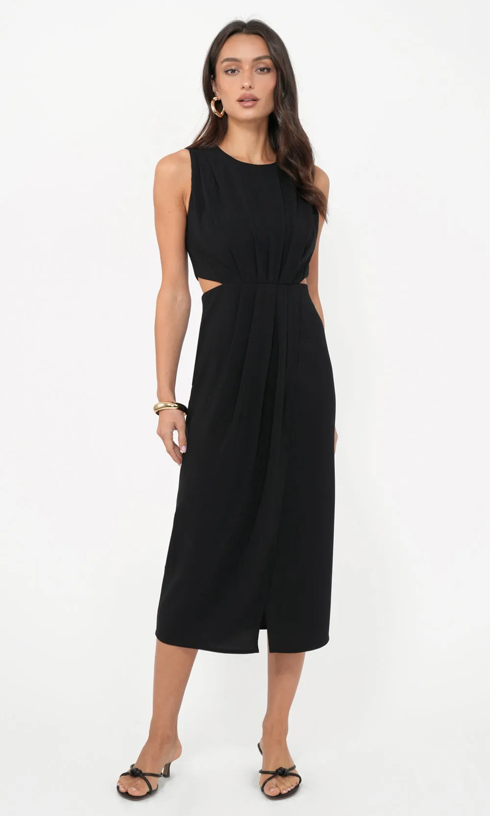 Ednis Side Cut Out Midi Dress Fit And Flare