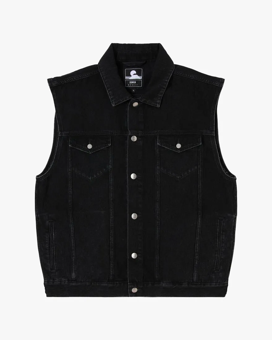 Edwin Jolien Denim Vest - Black Dark Marble Wash | Edwin Jackets & Coats | JEANSTORE