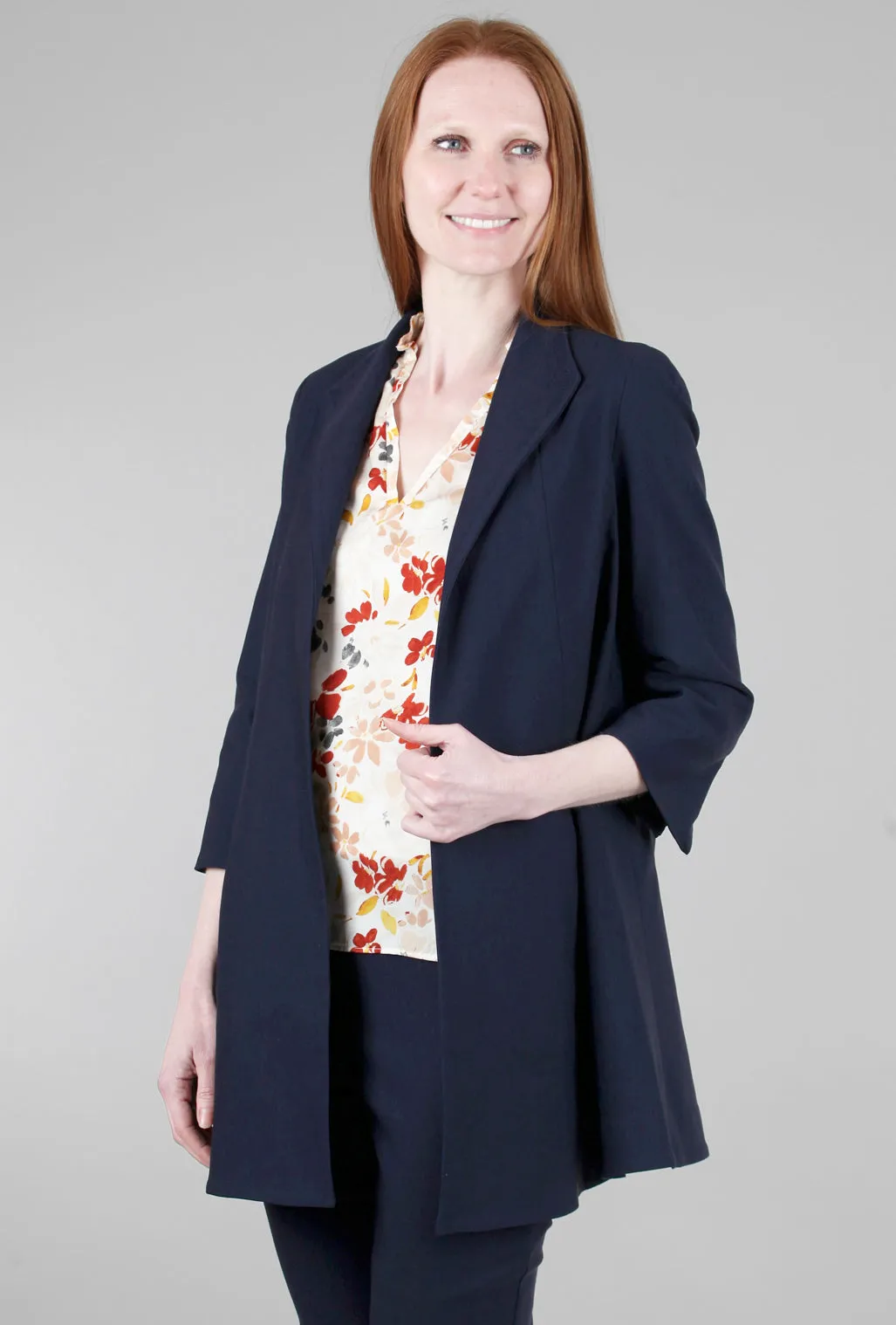 EF Signature Swing Coat, Navy Sharp Lines