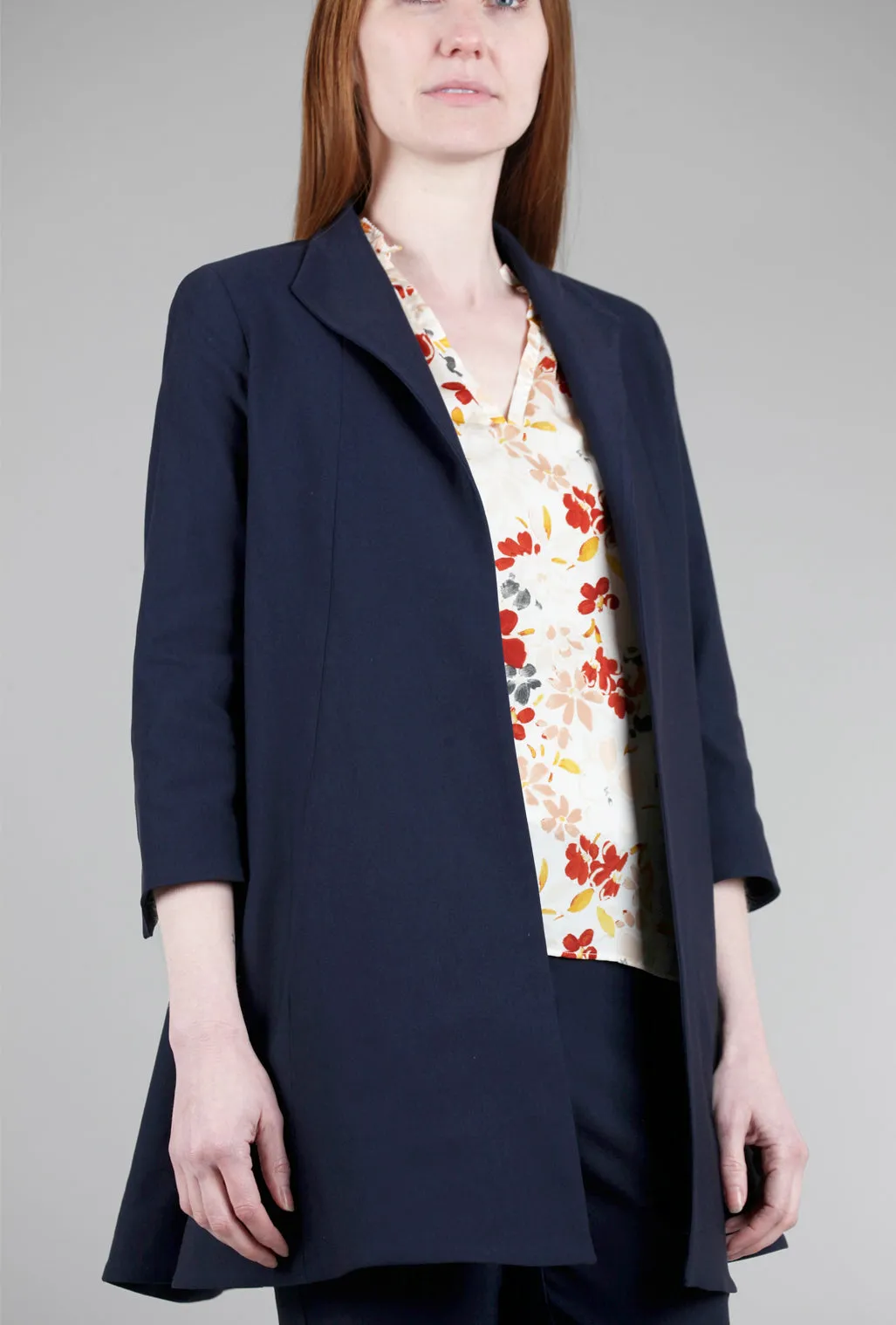 EF Signature Swing Coat, Navy Sharp Lines