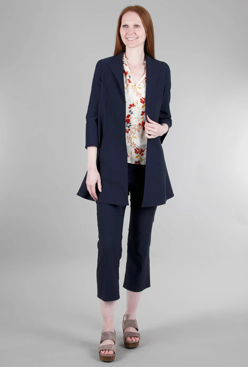 EF Signature Swing Coat, Navy Sharp Lines