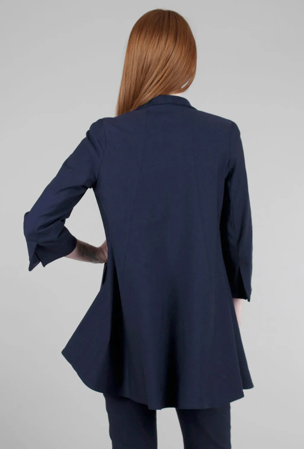 EF Signature Swing Coat, Navy Sharp Lines