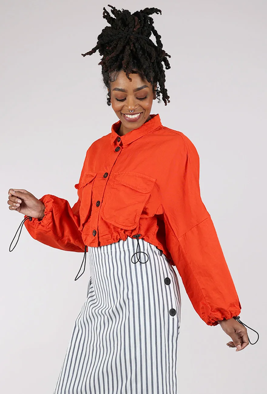 Efficient Fit Cropped Linen-Cotton Jacket, Mandarin