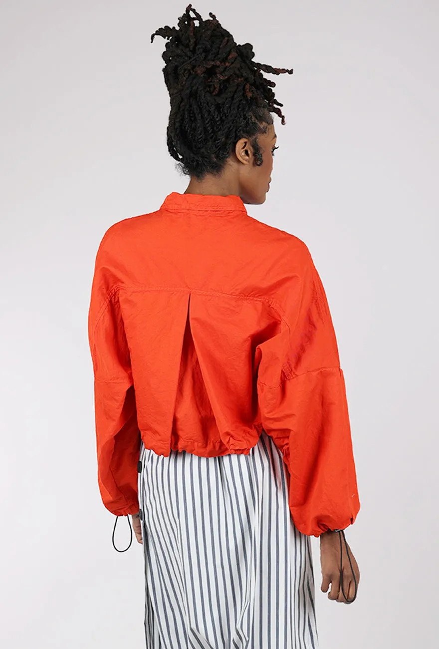 Efficient Fit Cropped Linen-Cotton Jacket, Mandarin