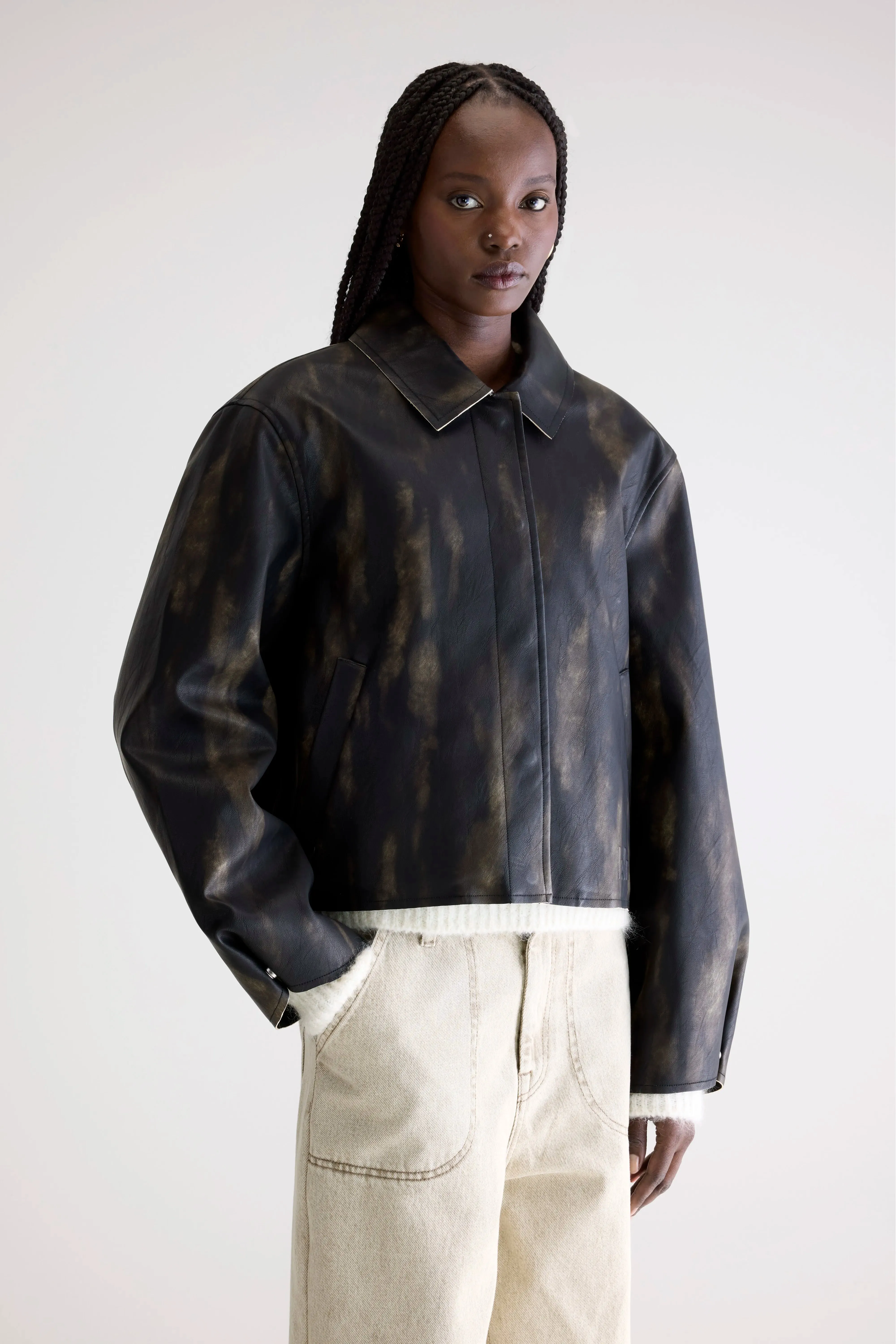 Effortless Style Harred faux-leather jacket (252 / W / BLACK SAND)