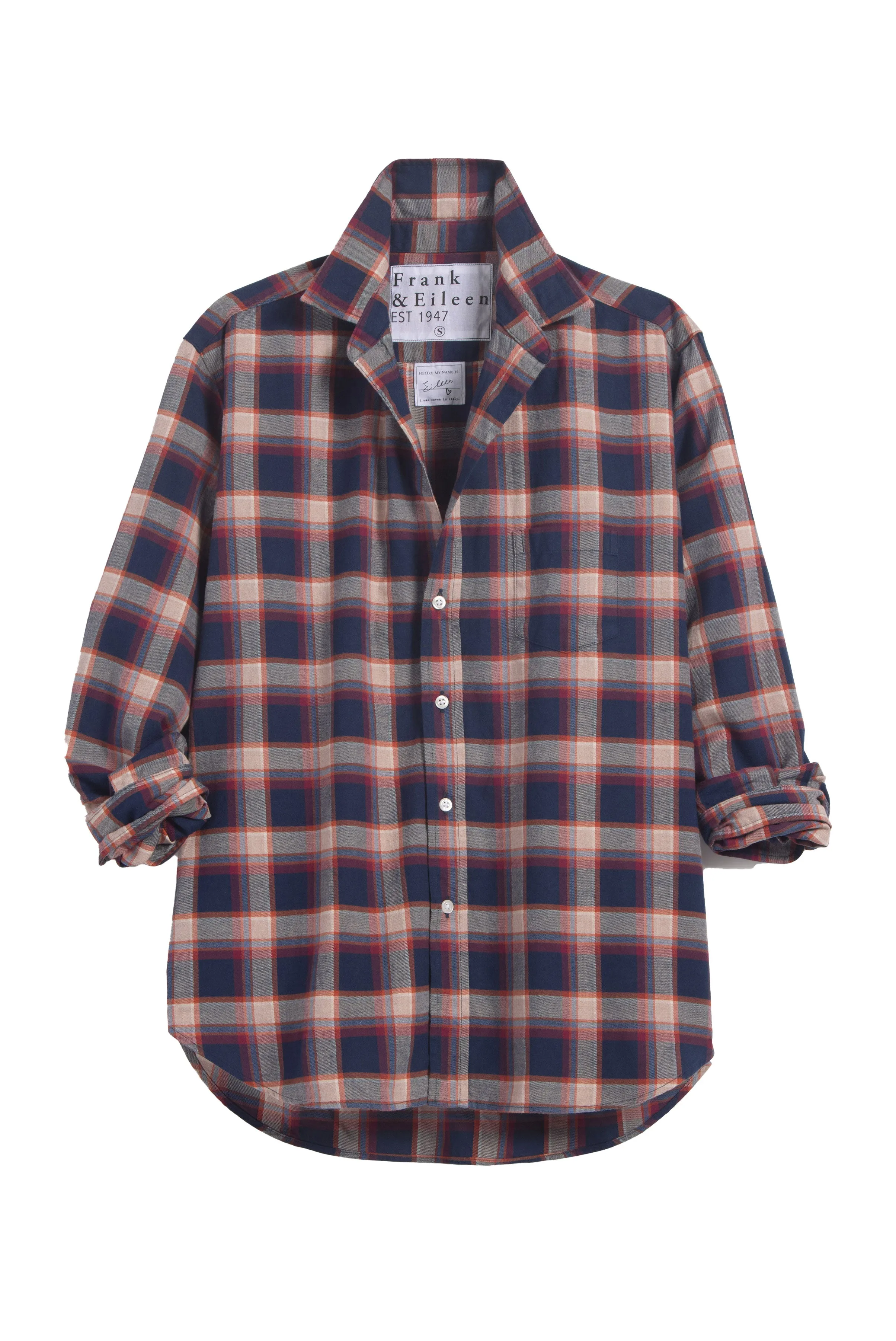 Eileen Navy Plaid Shirt Elegant Touch