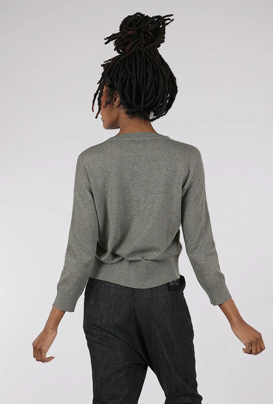 Elastic Fiber Tie Front Sweater, Taupe