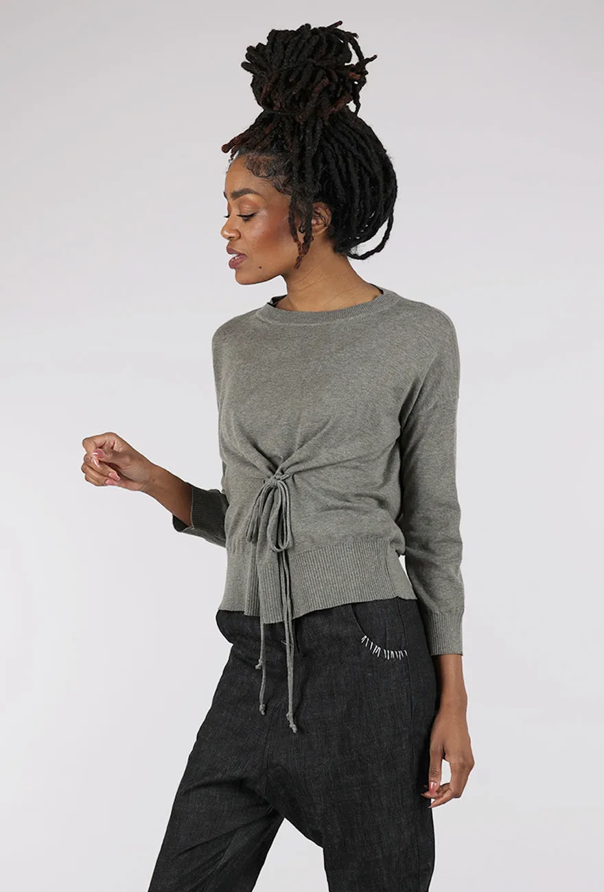 Elastic Fiber Tie Front Sweater, Taupe