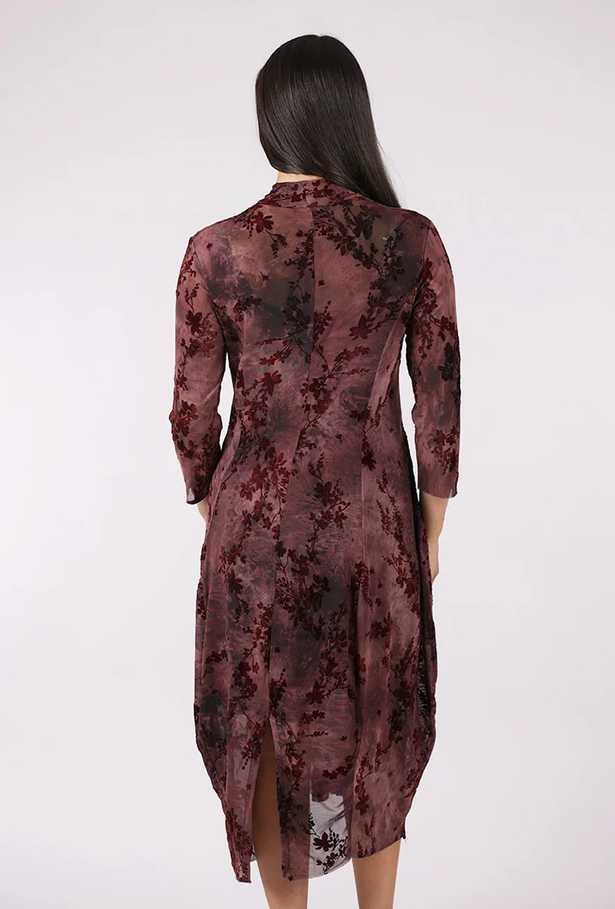 Elegant Attire Barbra Mesh Overlay Dress, Wine