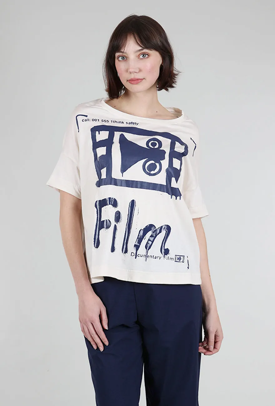 Breezy Design Film Set Boxy Top, Greige/Ocean
