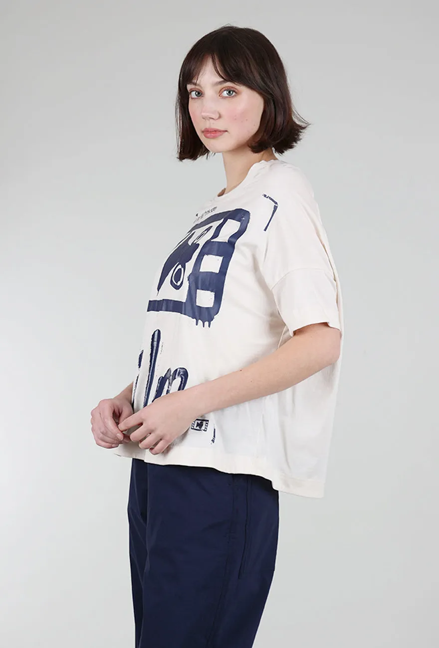 Elegant - charming Film Set Boxy Top, Greige/Ocean