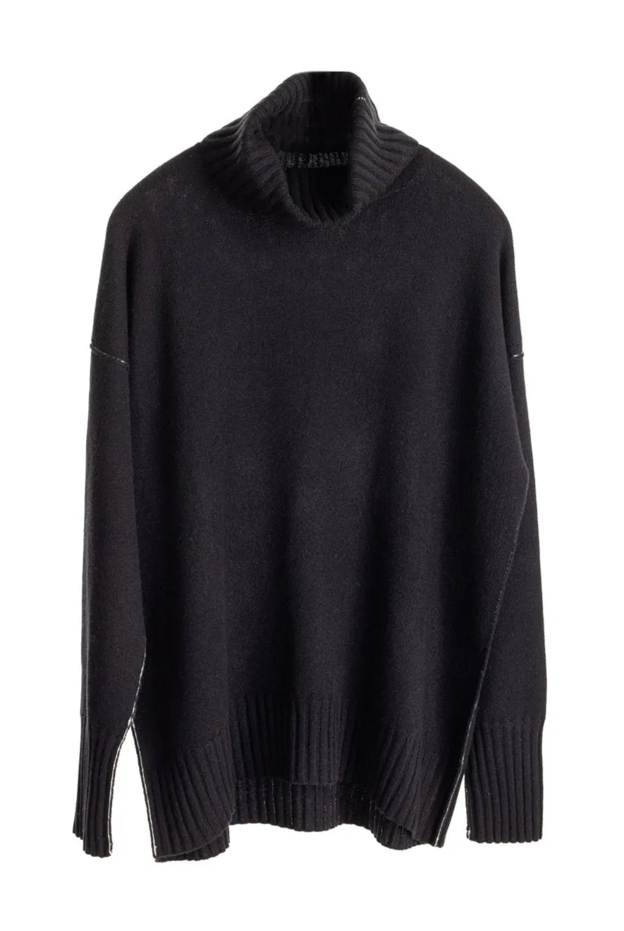 Elegant Comfort Baby Cashmere Black Turtleneck