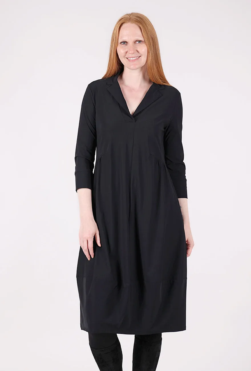 Flavia Dress, Black Layered Texture Motion Light