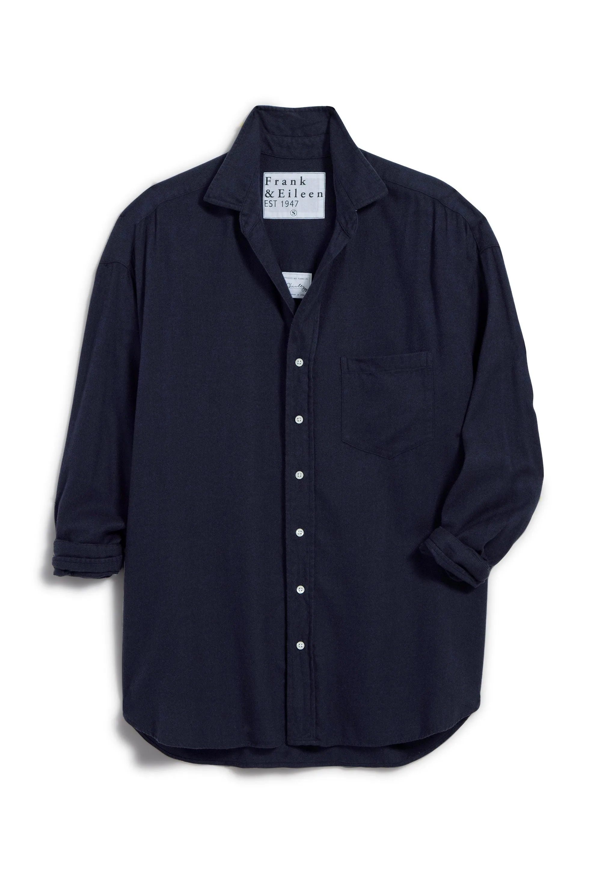 Soft spring jacket Flowy summer-inspired top Shirley Navy Herringbone Shirt
