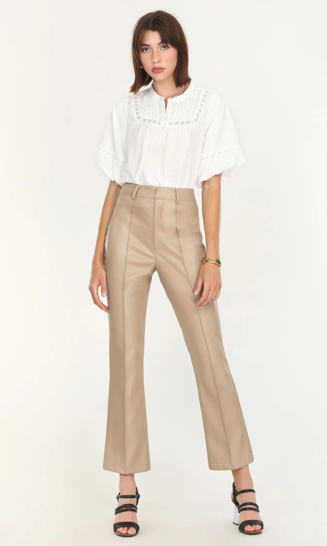 Elegant Fit Jaden Front Seam Vegan Leather Pants