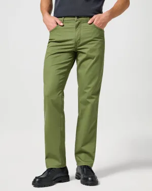 Wrangler Texas Stretch Authentic Straight Mens Cotton Satin Trousers - Dusty Olive | Wrangler Chinos & Non-Denim Pants | JEANSTORE