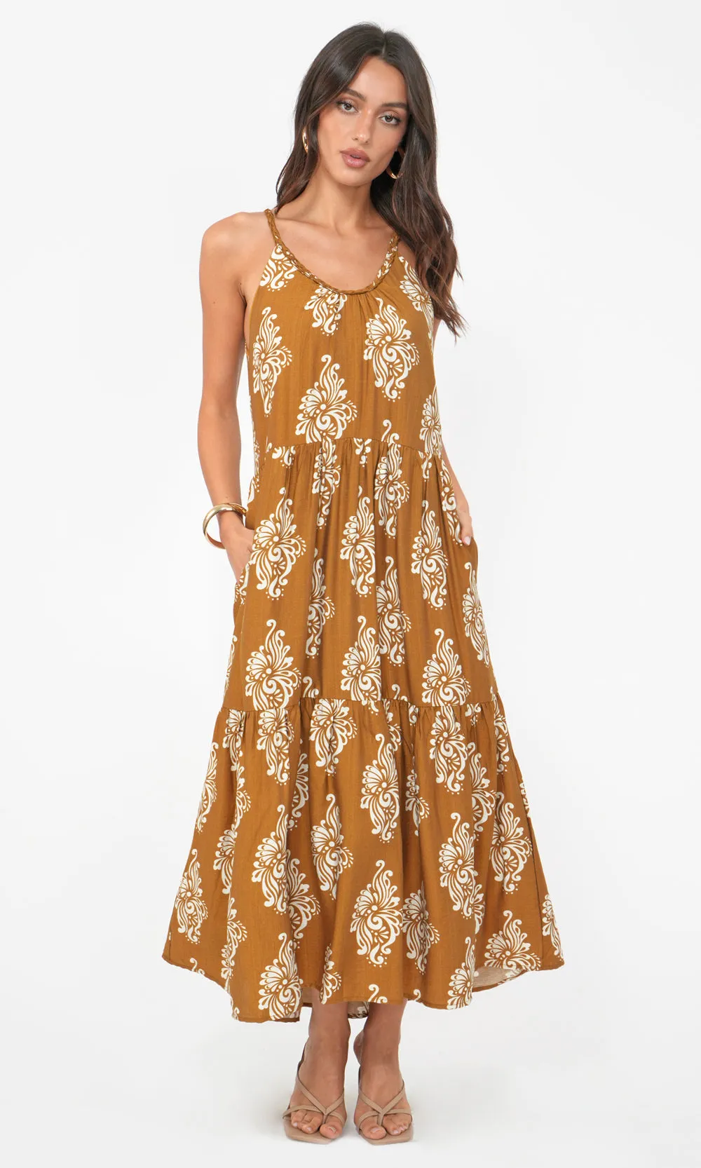 Elegant Wear Sofie Braided Strap Midi Dress