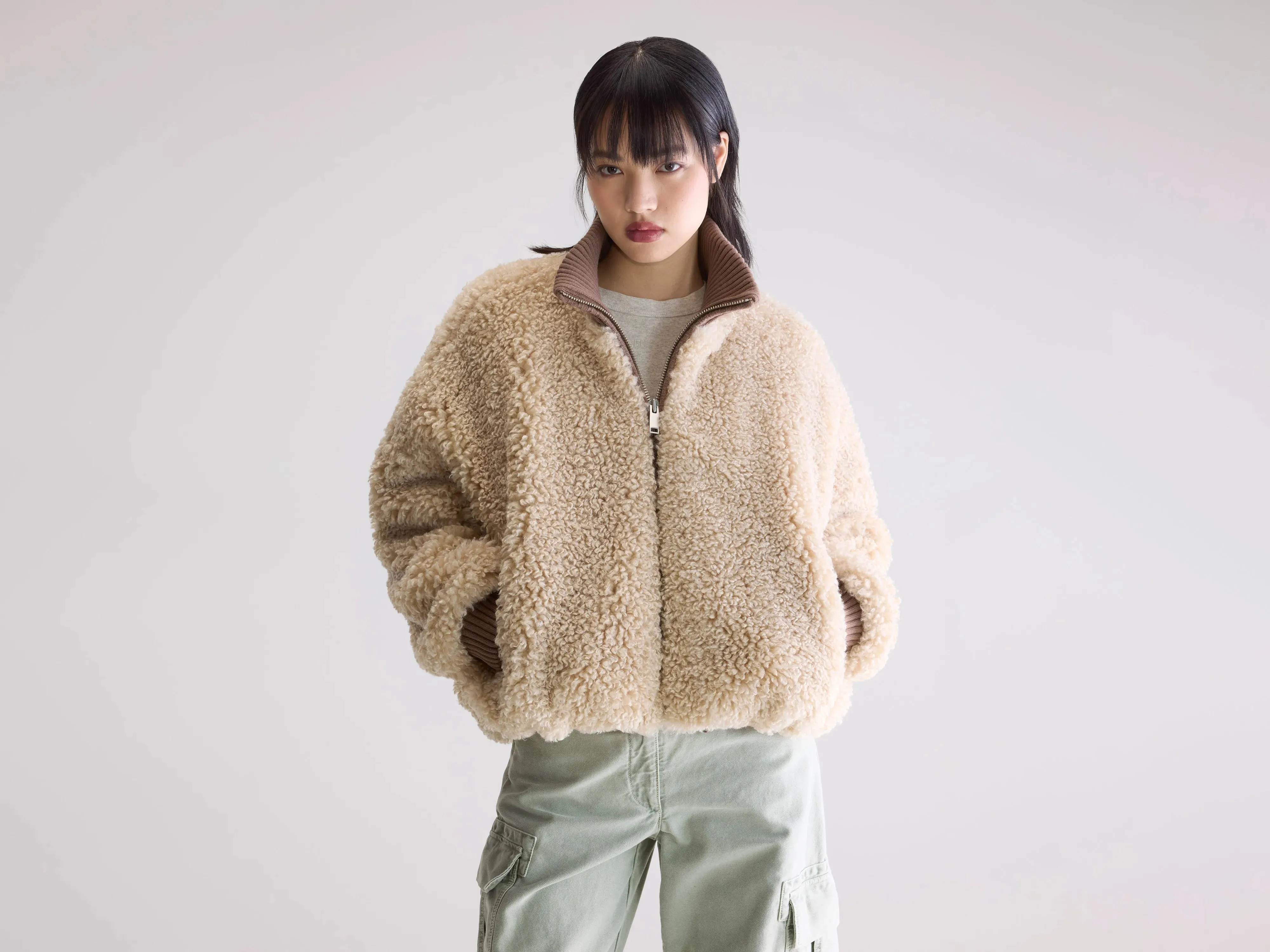 Cozy Texture Jallis faux-fur jacket (252 / W / SWAN)