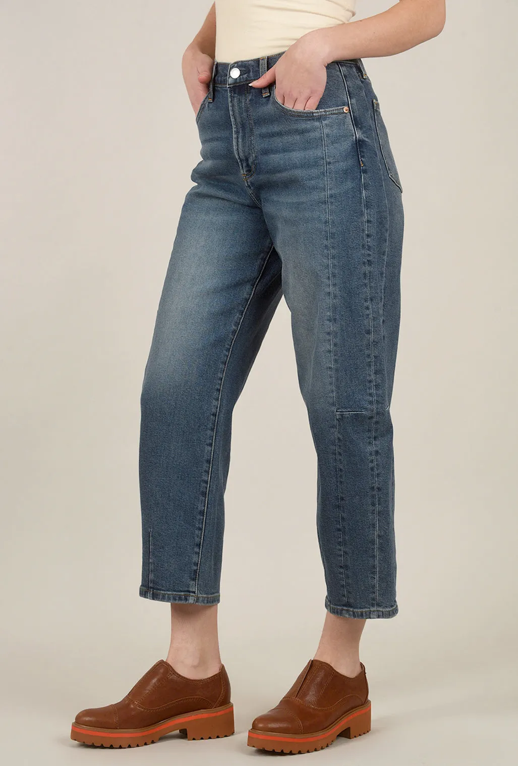 Eli High-Rise Arched Leg Denim, Augustus Blue Bold Style