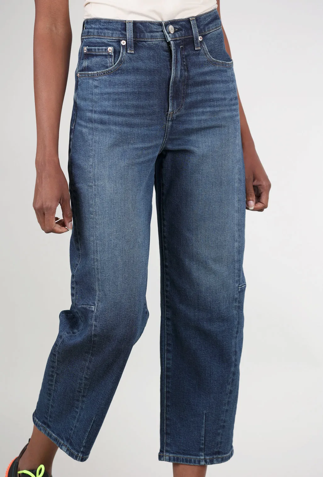 Eli High-Rise Arched-Leg Denim, Mixer Blue Timeless Design