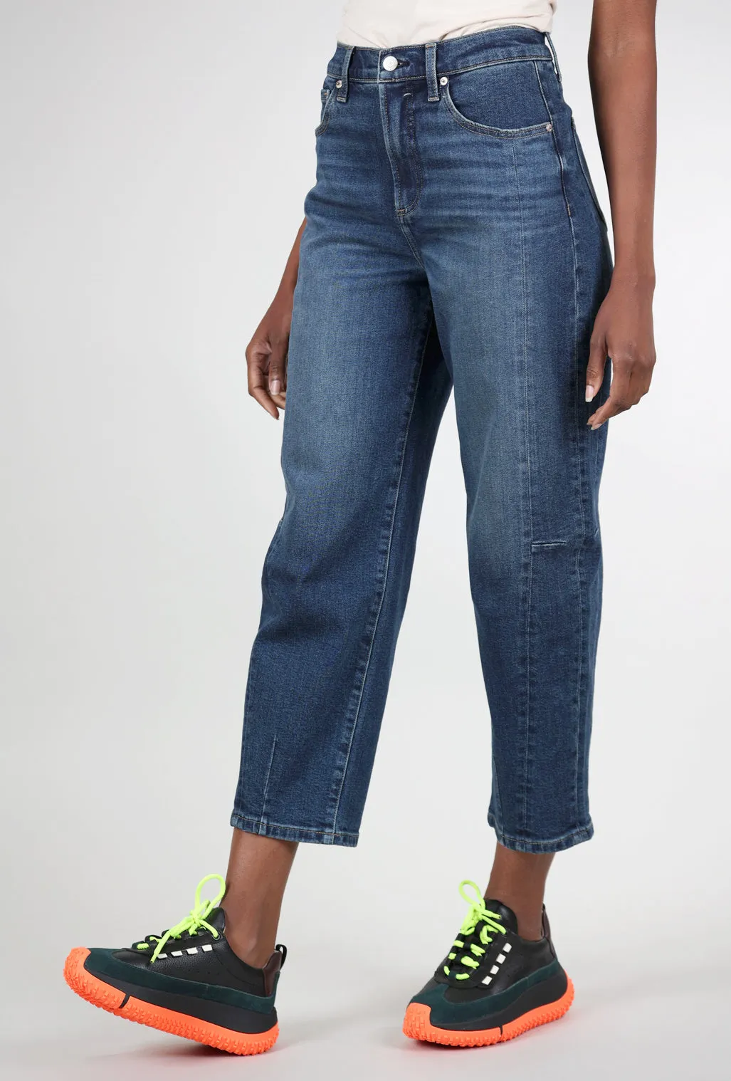 Eli High-Rise Arched-Leg Denim, Mixer Blue Timeless Design