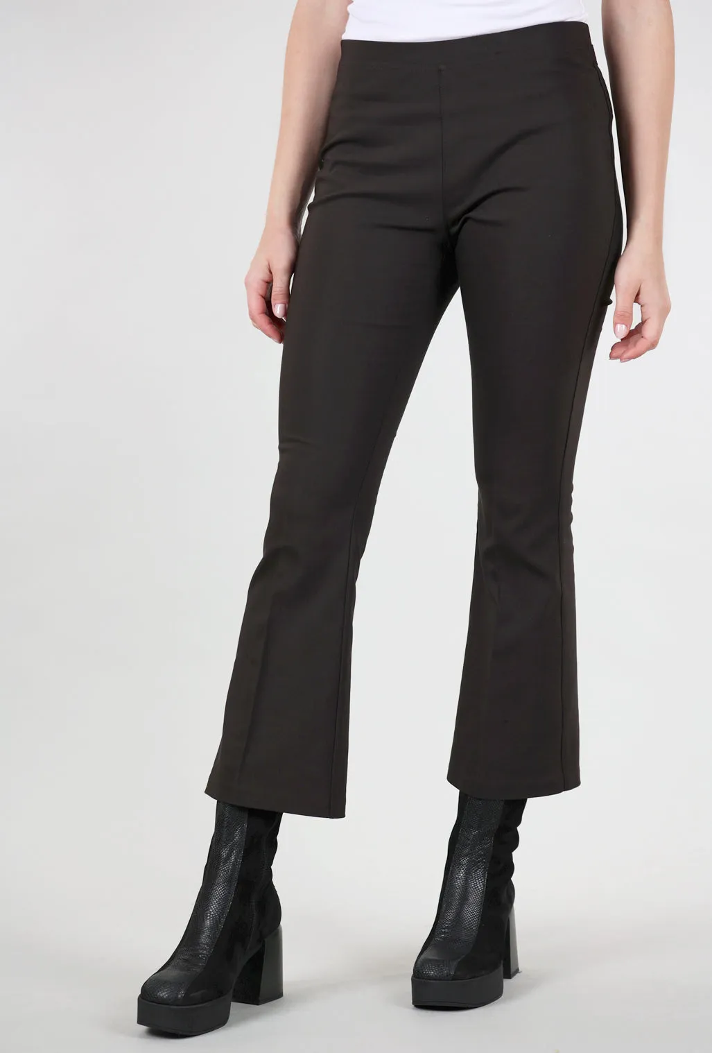 Ella Crop Flare Pant, Brown Lightweight Design