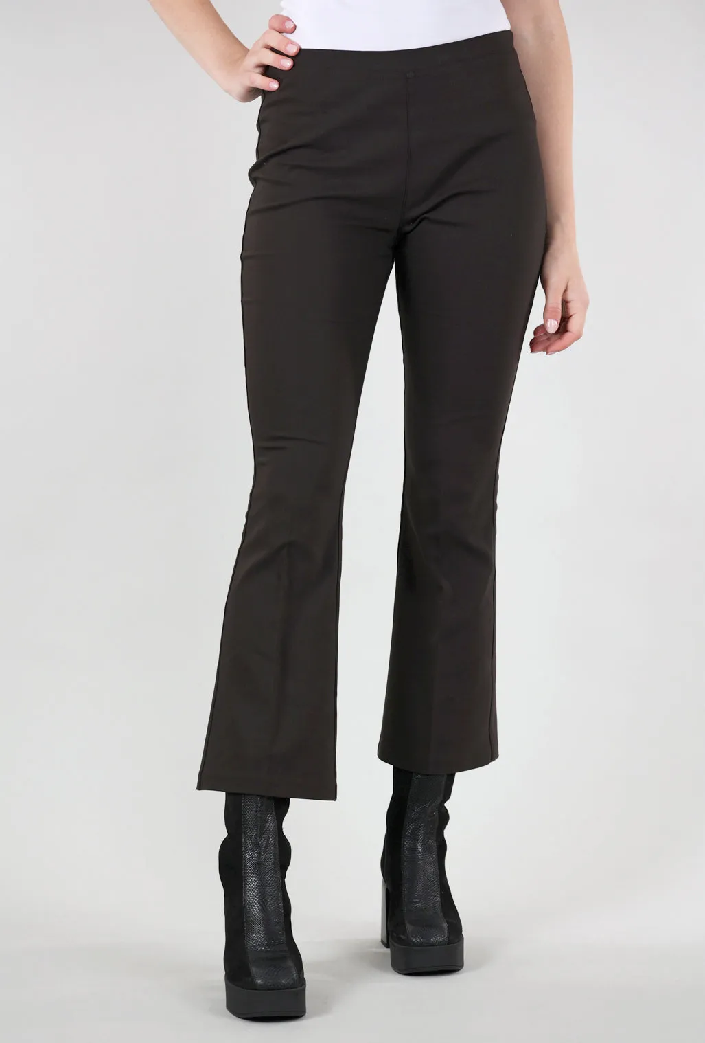 Ella Crop Flare Pant, Brown Lightweight Design
