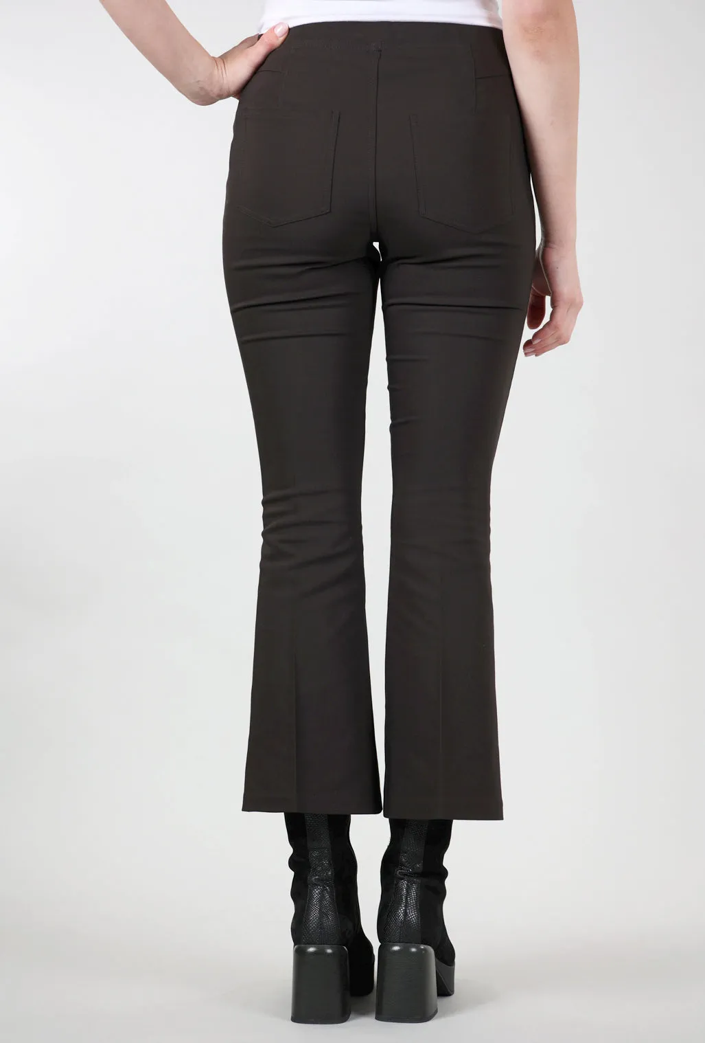 Ella Crop Flare Pant, Brown Lightweight Design
