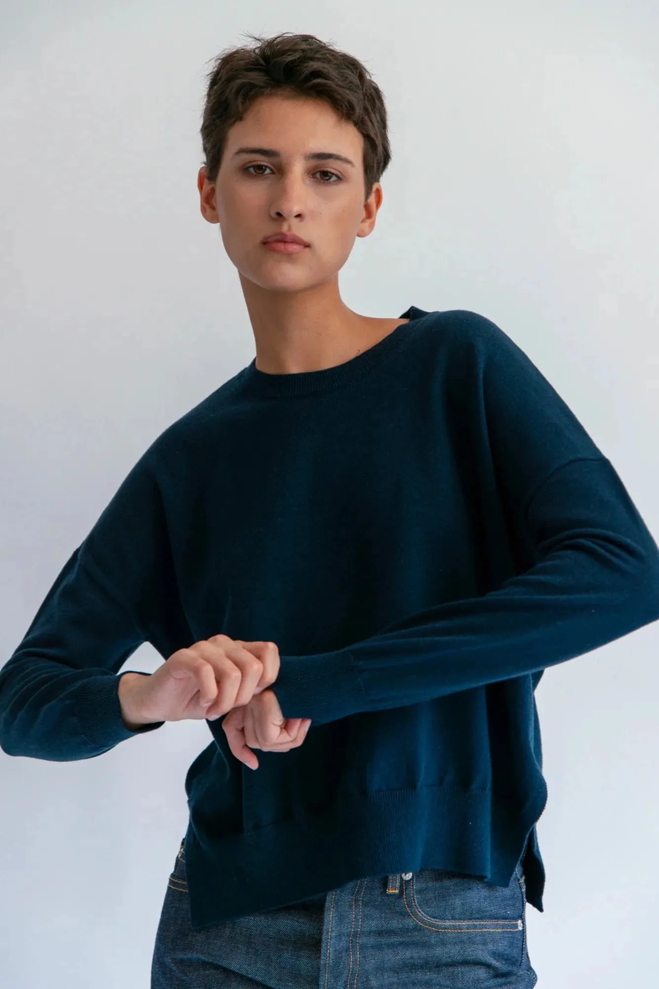 Elle Indigo Sweater Bold Look