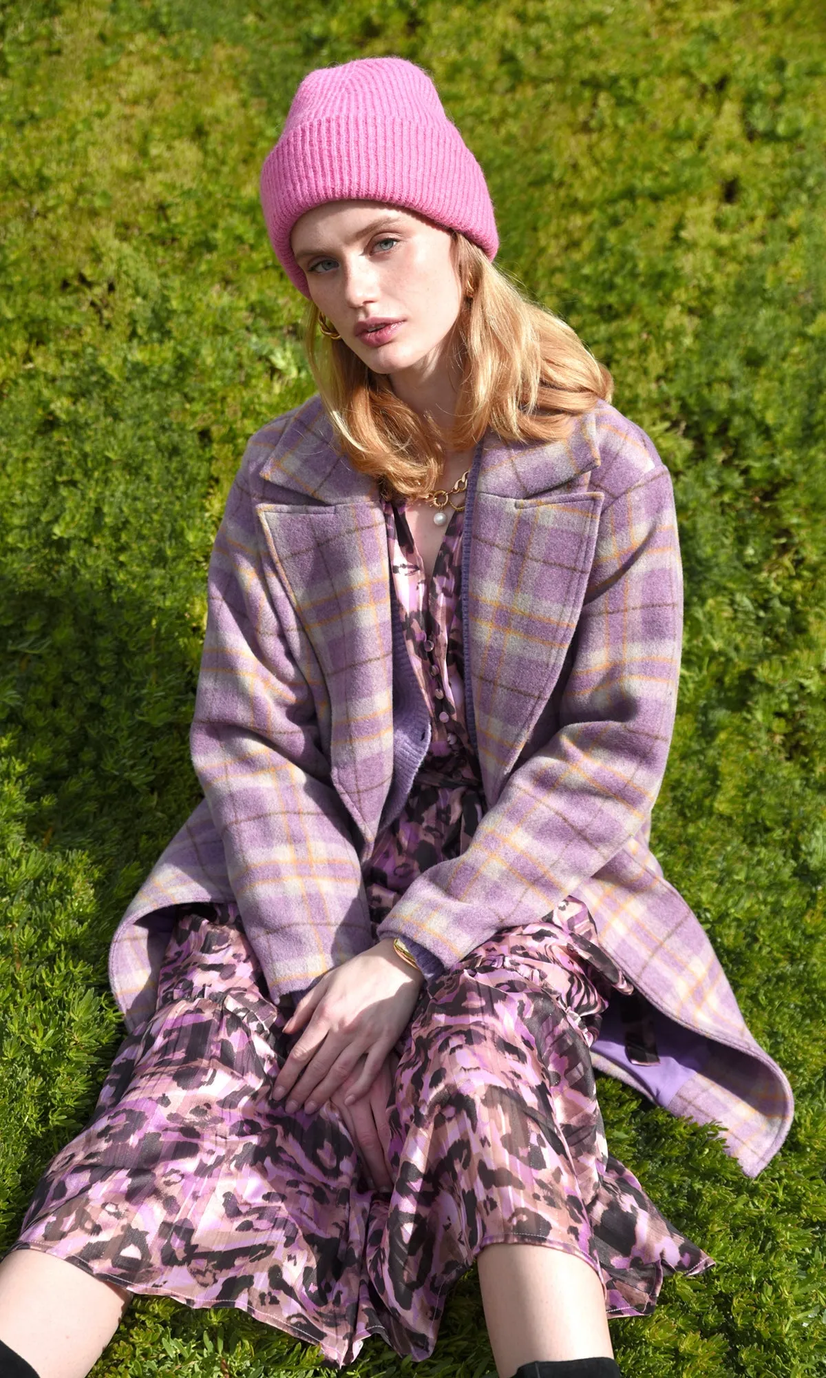 Essential Cold Piece Tanya Wide Lapel Check Coat