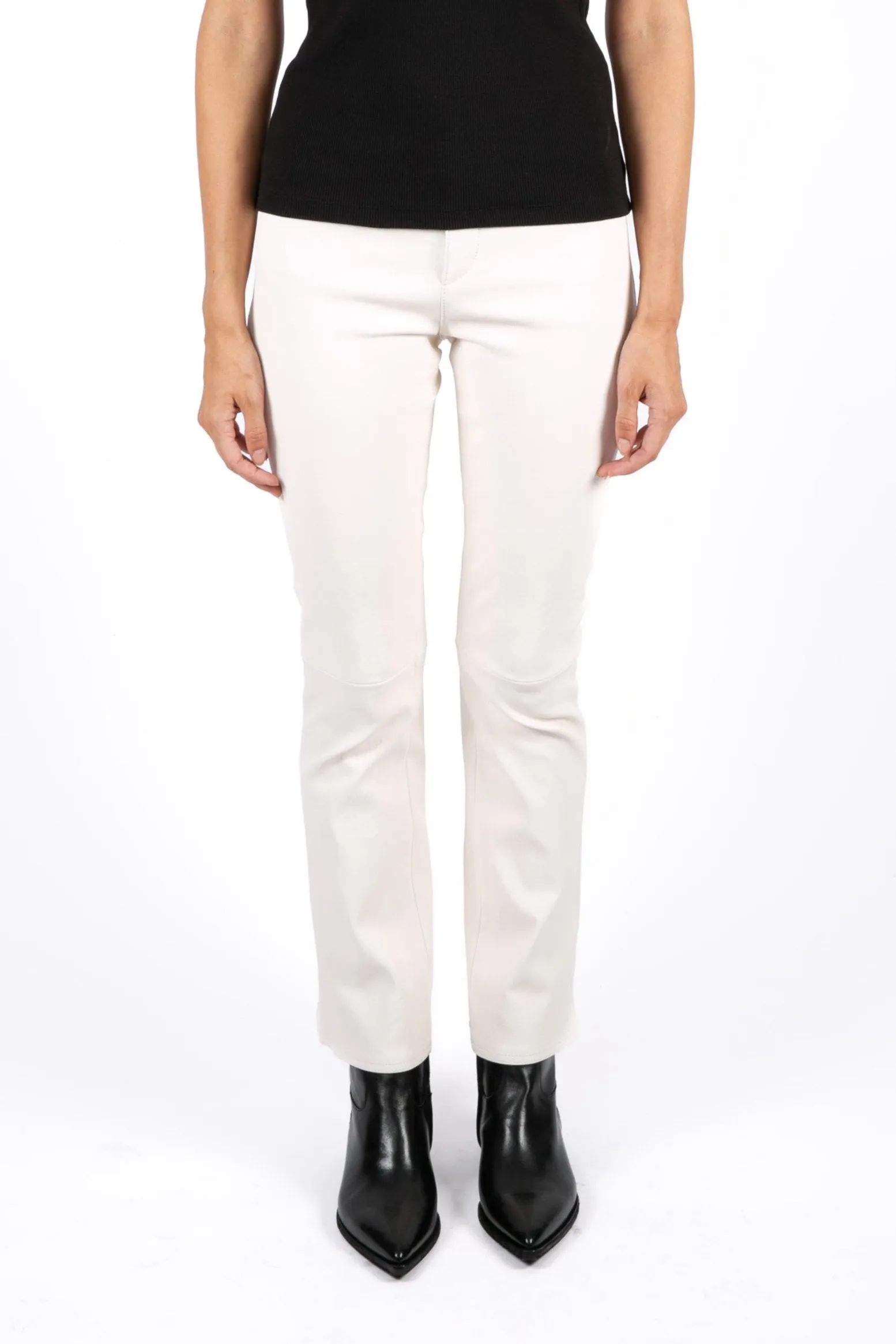 Outdoor Adventure Stylish Stylish Choice Crop Flared White Leather Pants