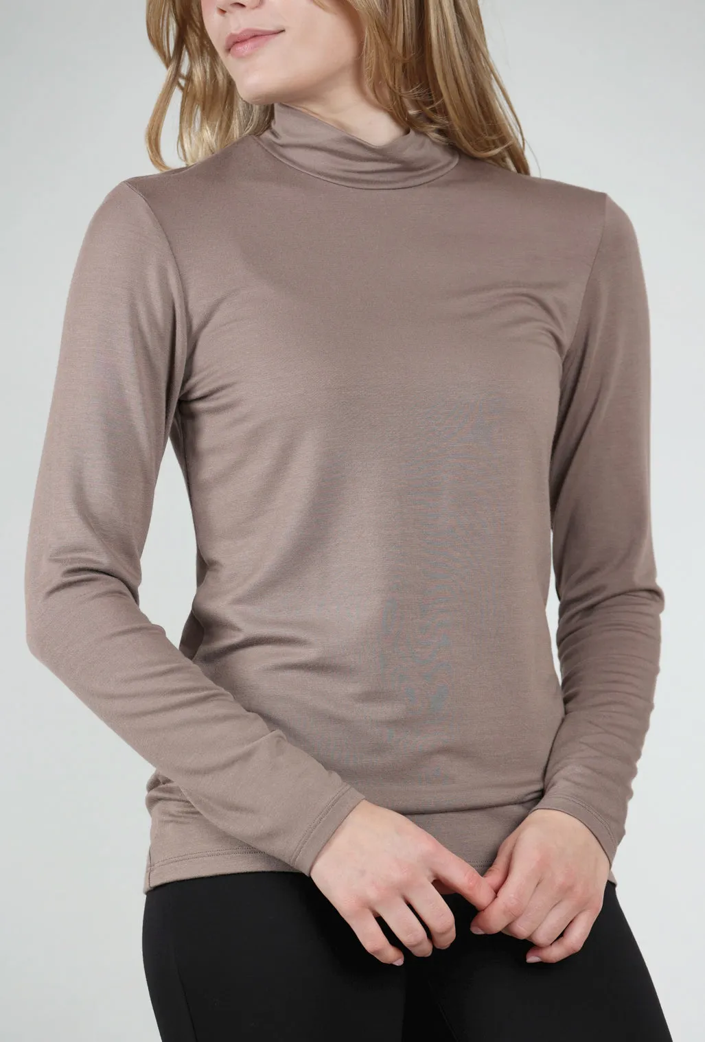 Essential Jersey Mock Neck, Beige Perfect Knit