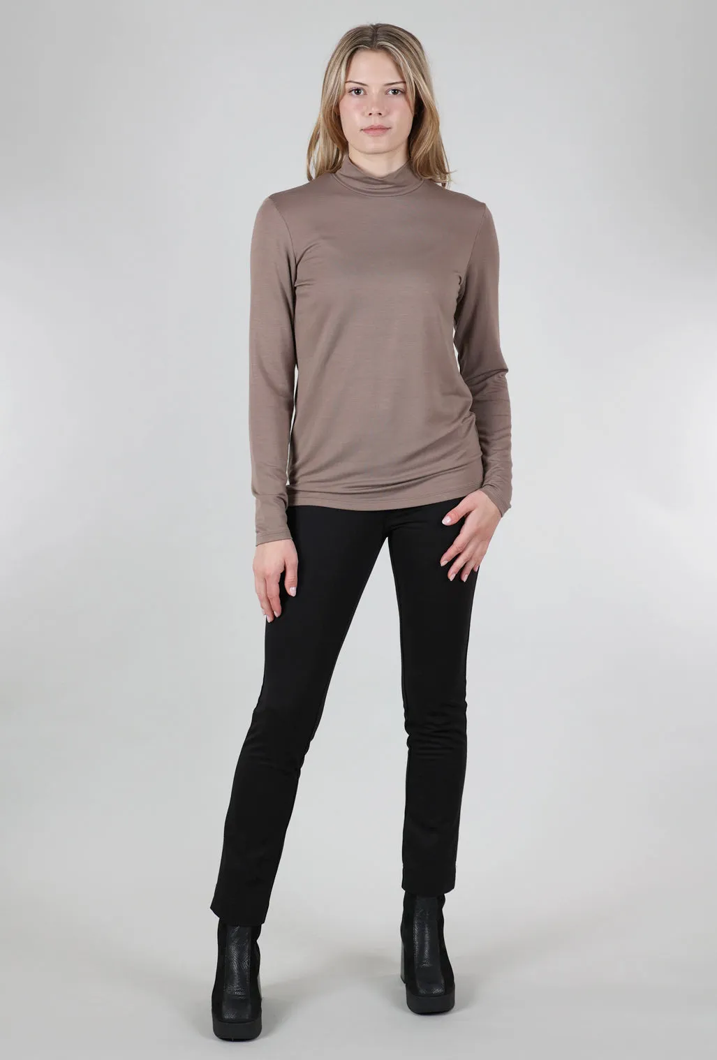 Essential Jersey Mock Neck, Beige Perfect Knit
