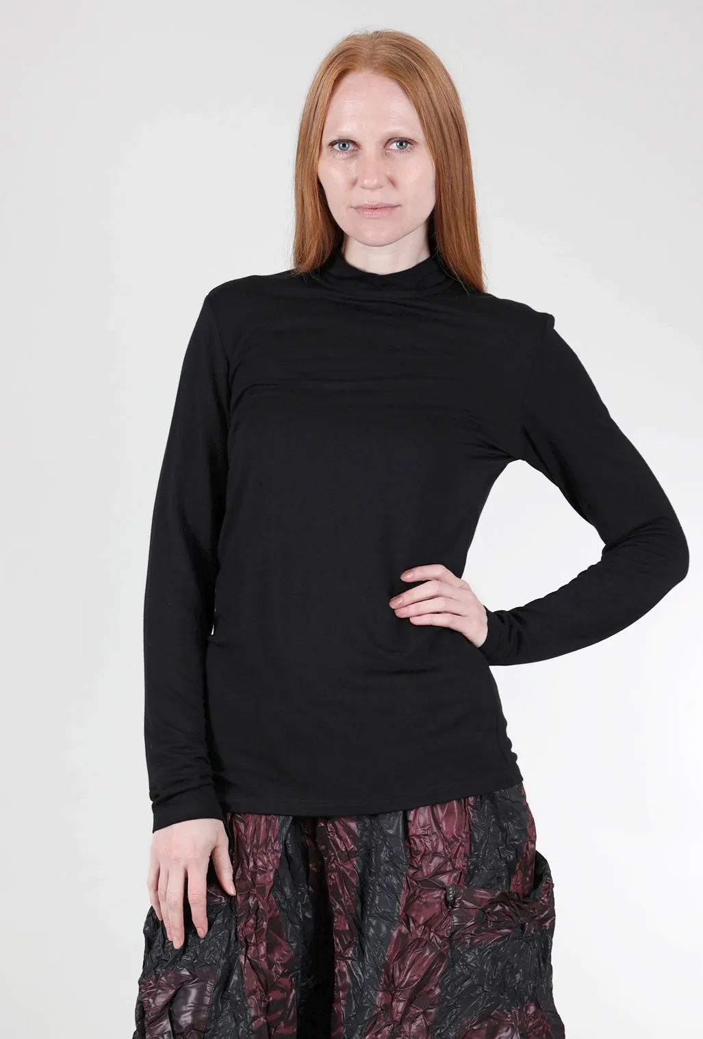Essential Jersey Mock Neck, Black Simple Elegance
