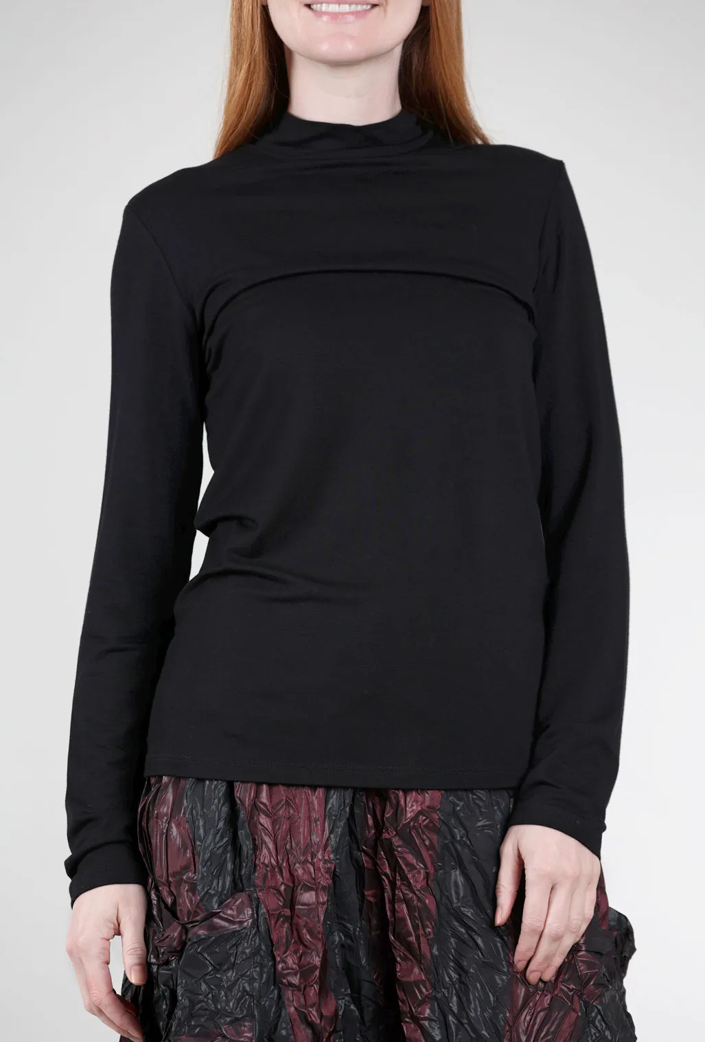 Essential Jersey Mock Neck, Black Simple Elegance