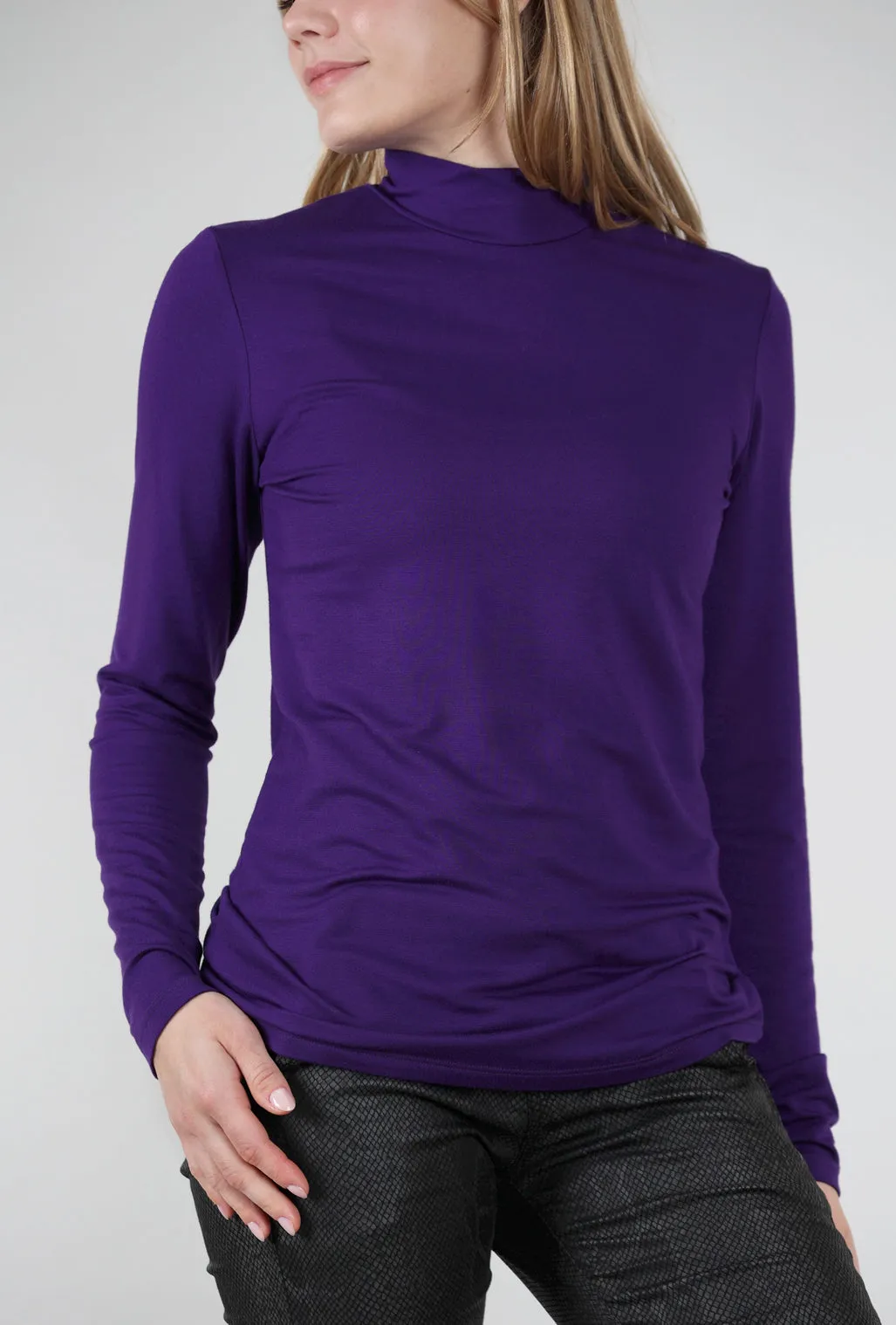 Essential Jersey Mock Neck, Violet Comfortable Wear