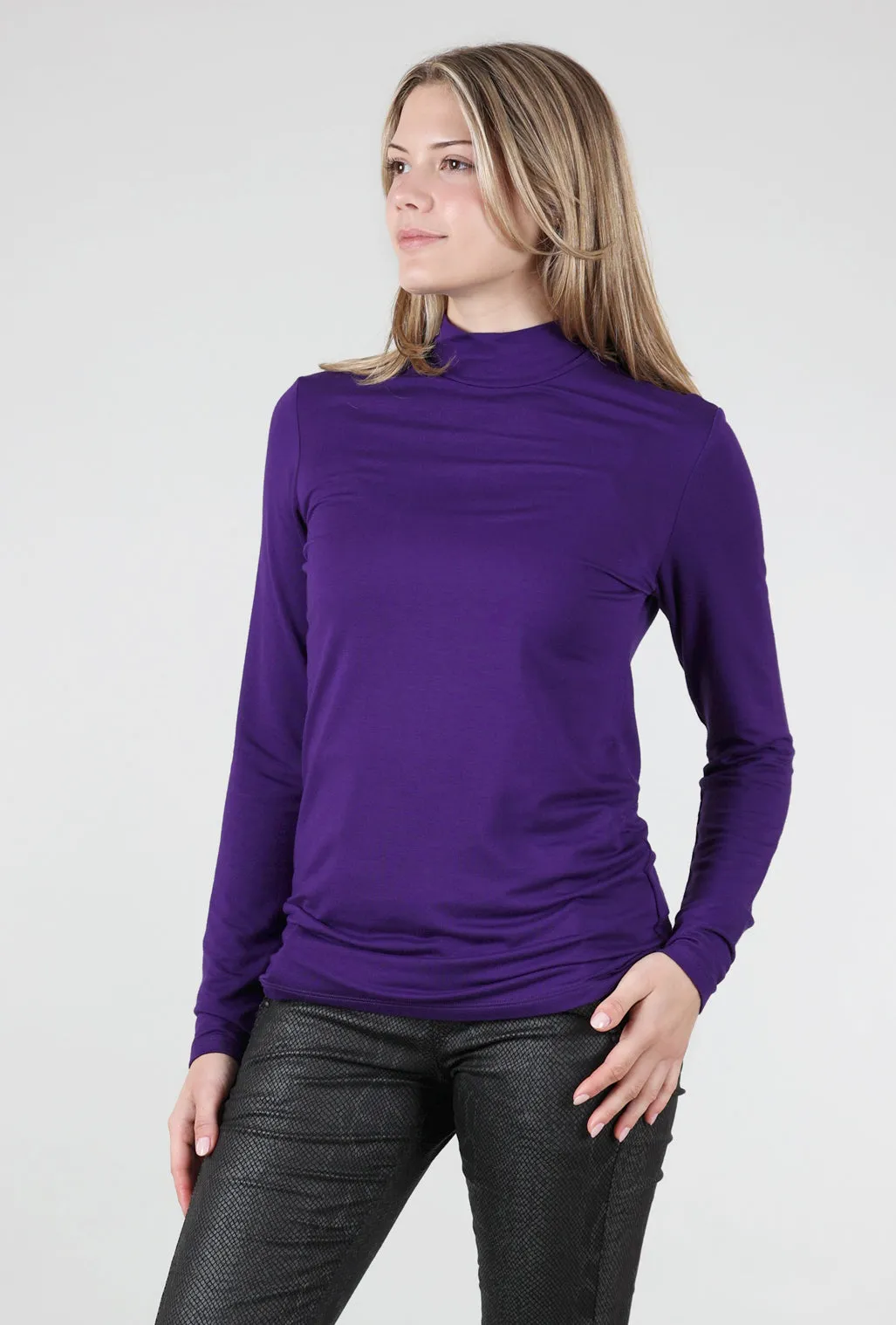 Essential Jersey Mock Neck, Violet Comfortable Wear