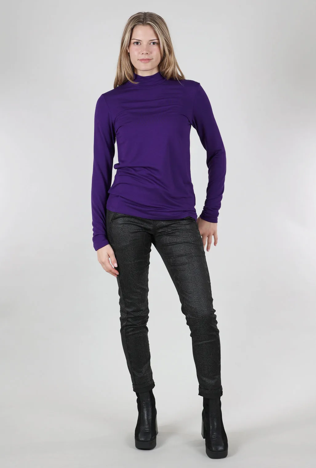 Essential Jersey Mock Neck, Violet Comfortable Wear
