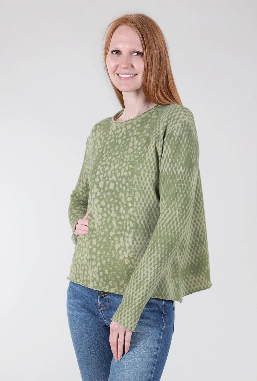 Essential Wear Cozy Dot Dye Top, Avocado/Stone