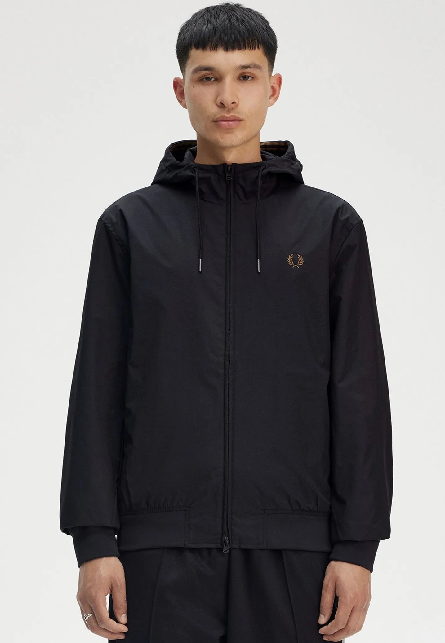 Fred Perry - The Hooded Brentham Black - Jacket suitable for dance parties Cozy Design