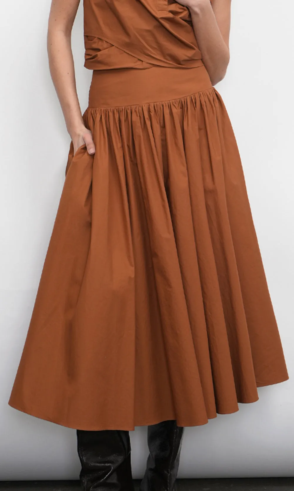 Etienne Smocked Waist Gathered MidiSkirt