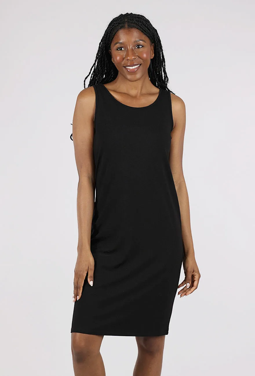 Shiny Zip Trend Focused Core Travel Short Everything Dress, Black