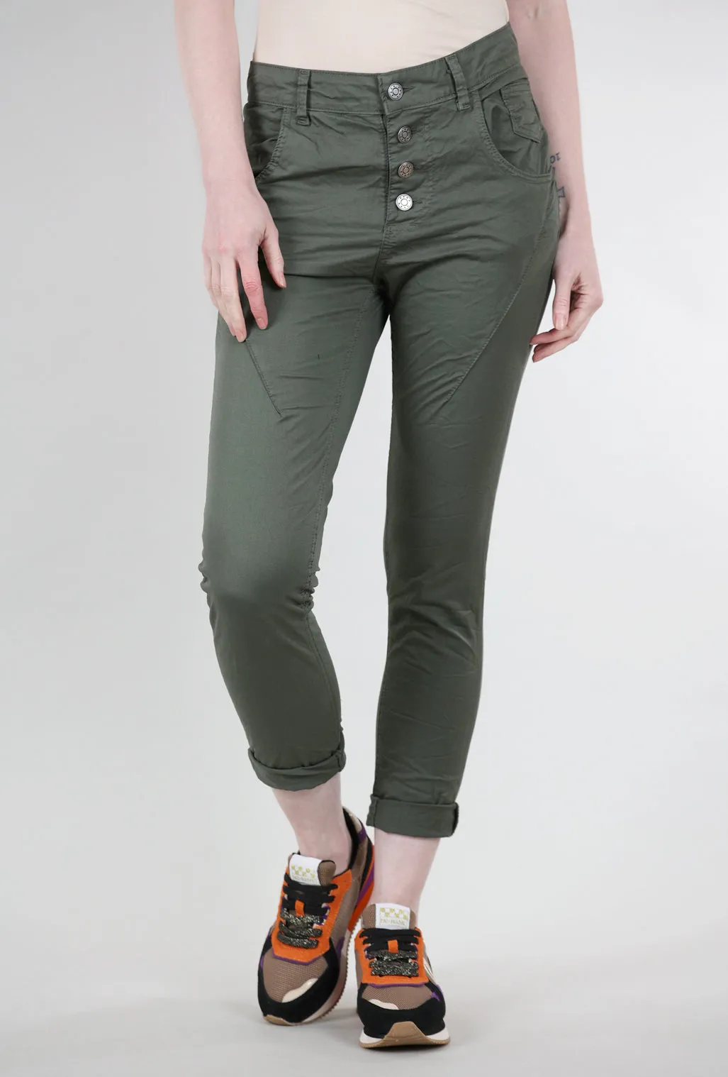 Stretch waistband Four-Button F/W Signature Pant, Olive