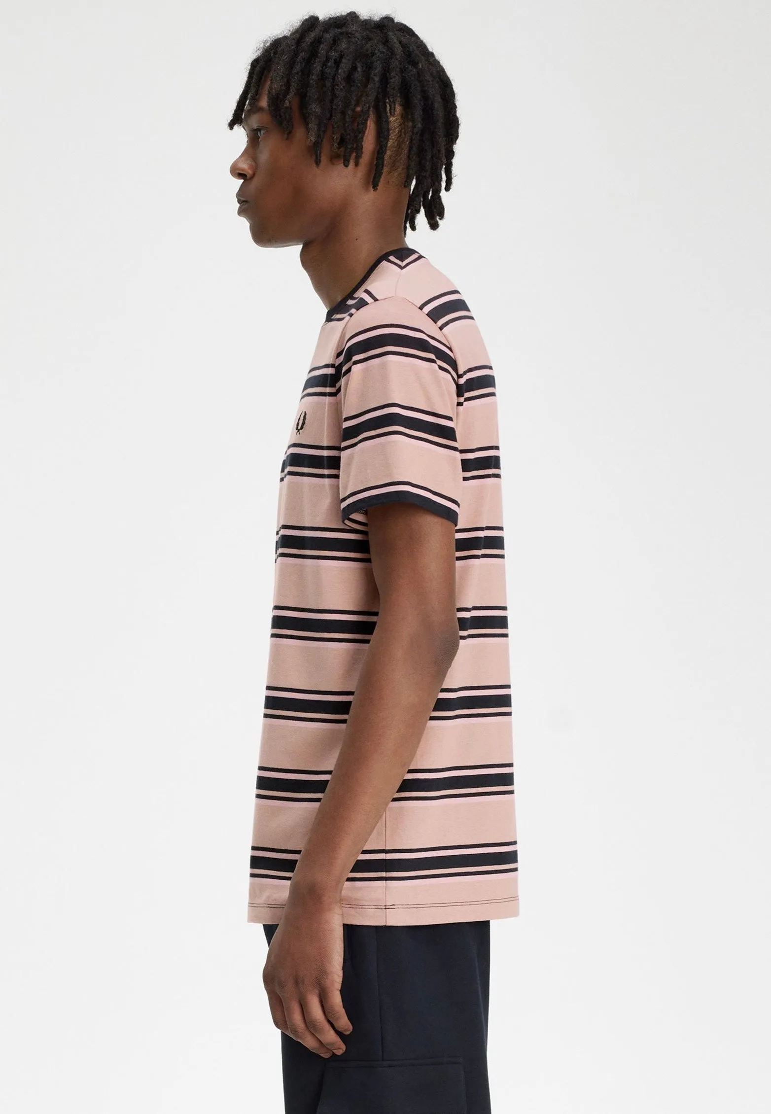 Everyday Cool Fred Perry - Stripe Dark Pink/Dusty Rose/Black - T-Shirt