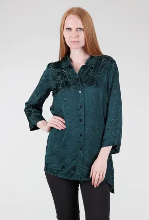 Burnout Silk Blend Blouse, Emerald High-Quality Fabric