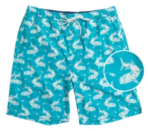 Sun Ready Tarpon Travels: Swim Trunks - Aquamarine