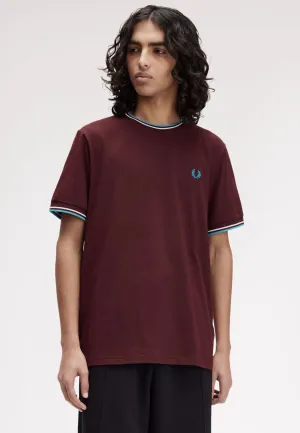 Fred Perry - Twin Tipped Oxblood/Ecru/Court Blue - T-Shirt Trendy Top