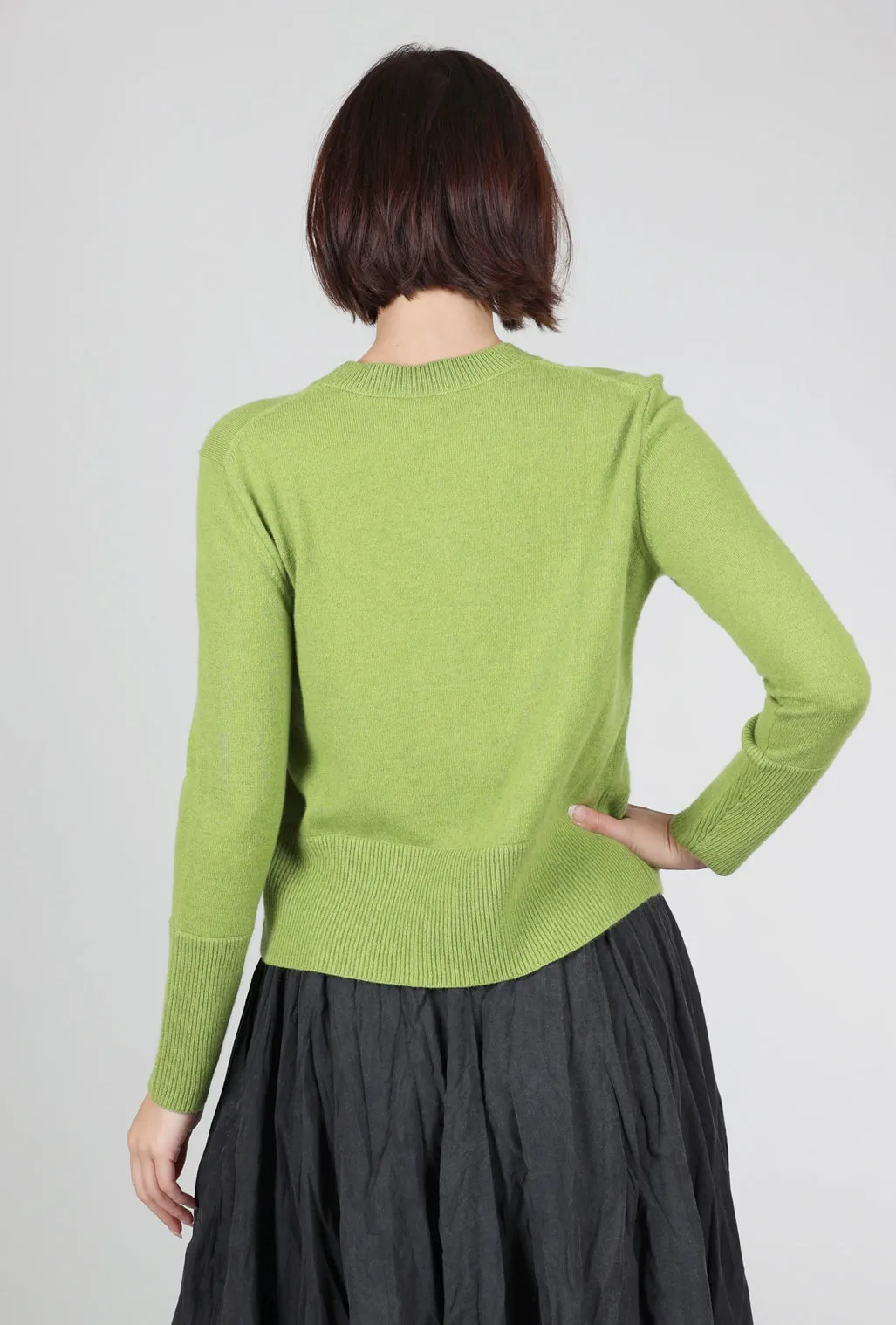 Exposed Seam Crew, Moss Turn-down Collar