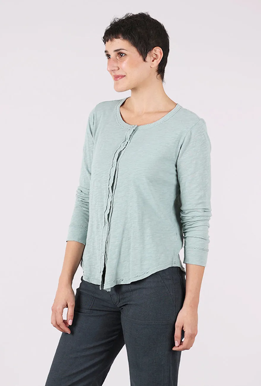 Exposed Seams Button-Up Tee, Gray Mist Sport Ready