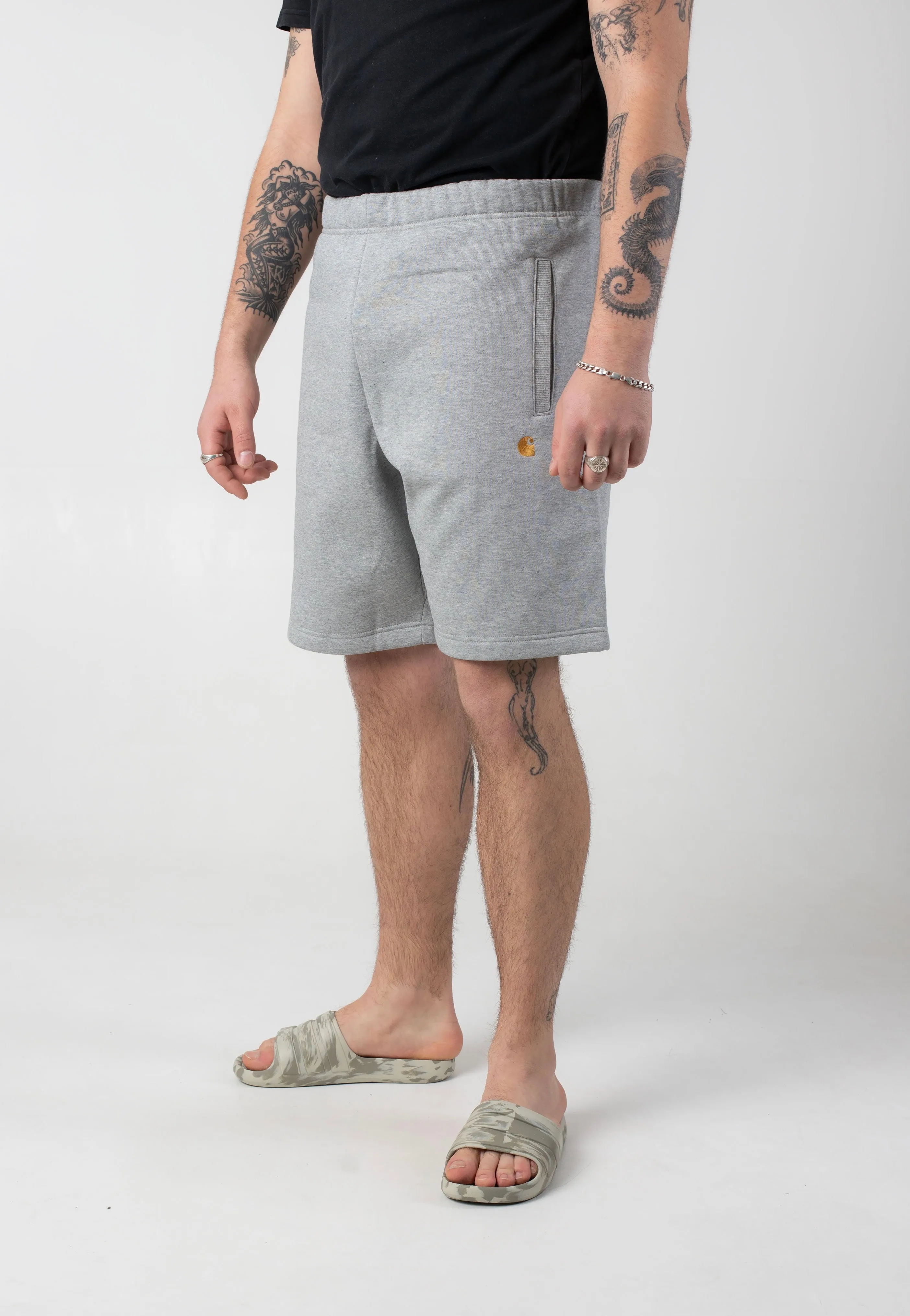 Exposed seams Carhartt WIP - Chase Sweat Grey Heather/Gold - Shorts